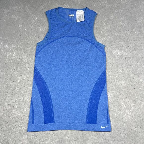 Nike Fit Dry Tank Top Womens Size Medium Blue Athleisure Racerback Stretch - Picture 1 of 7